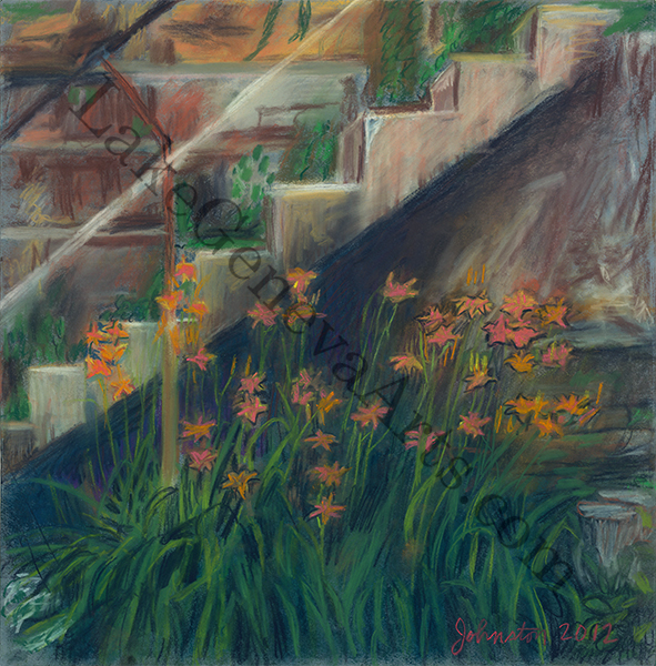 Tiger Lilies Under The Steps print